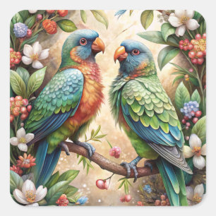 Two Parrots Square Sticker
