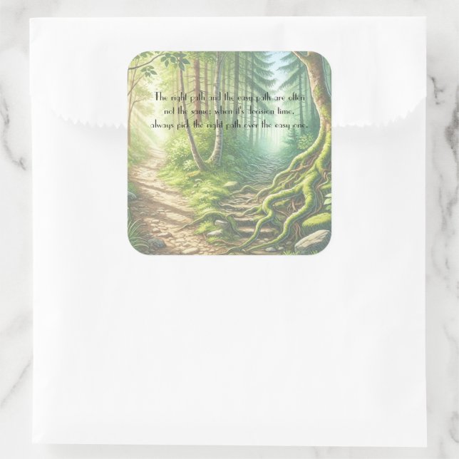 Two Paths & Quote	 Square Sticker (Bag)
