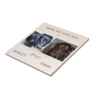 Two Paws Bless Mom With Love Ceramic Tile