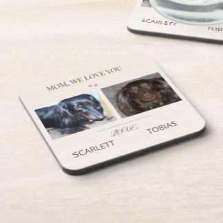 Two Paws Bring Love to Mom's Table Coaster