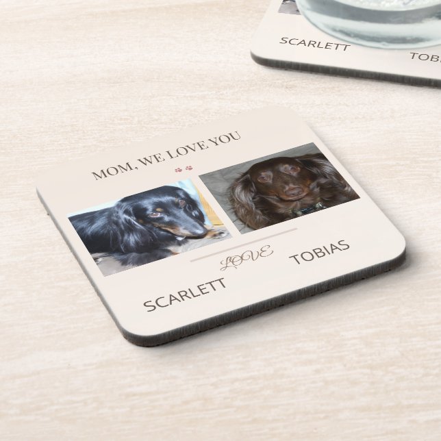 Two Paws Bring Love to Mom's Table Coaster (Left Side)