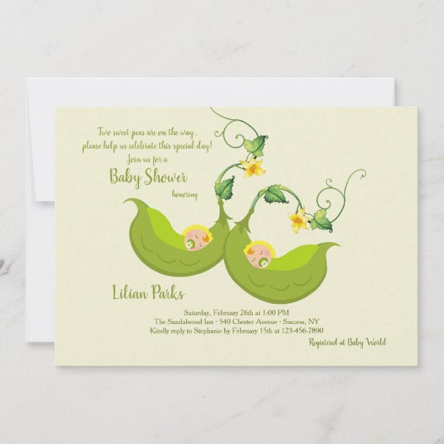 Two Pea Pods Baby Shower Invitation (Front)
