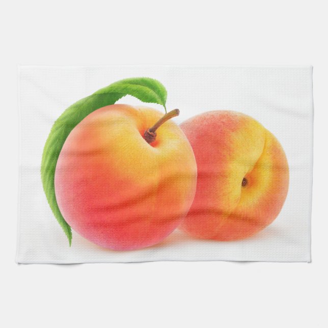 Two peaches tea towel (Horizontal)