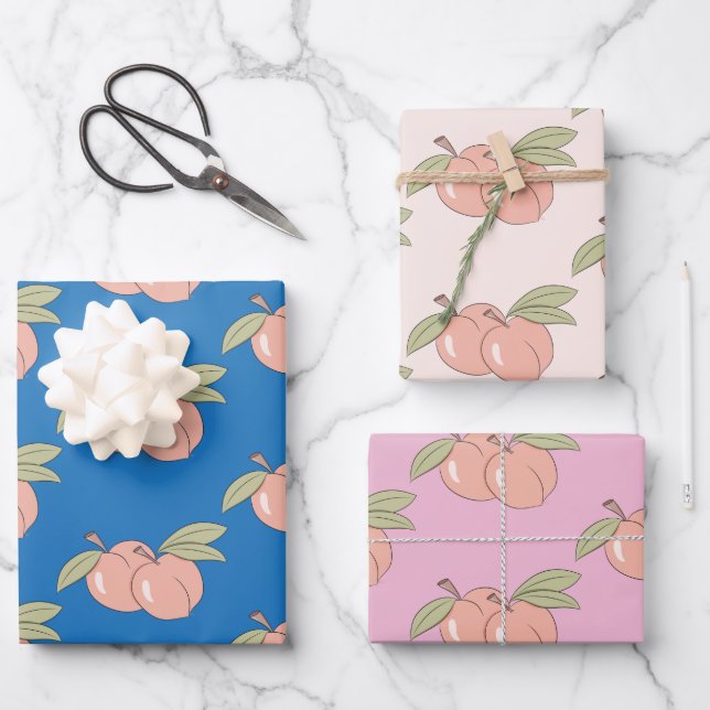 Two Peaches Wrapping Paper Sheets (Front)