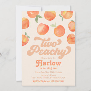Two Peachy Invitation Peach Birthday Invitation