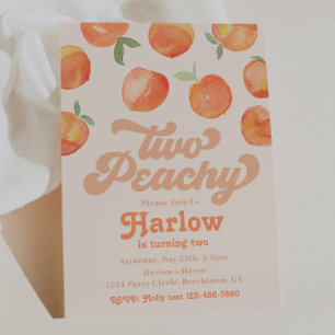 Two Peachy Invitation Peach Birthday Invitation