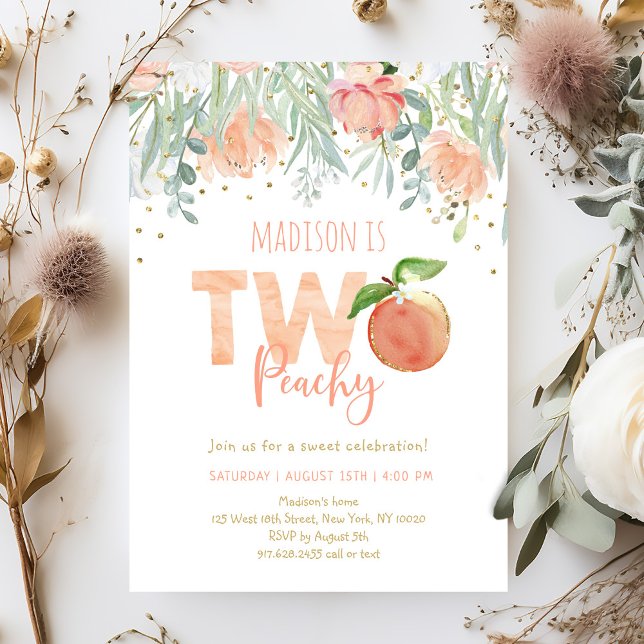 Two Peachy Peach Floral Birthday Invitation (Creator Uploaded)
