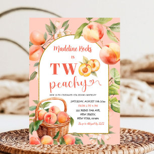 Two Peachy Summer Girl Peach Theme Second Birthday Invitation