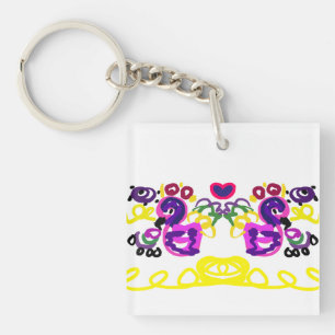 Two Peacocks  spring  Key Ring