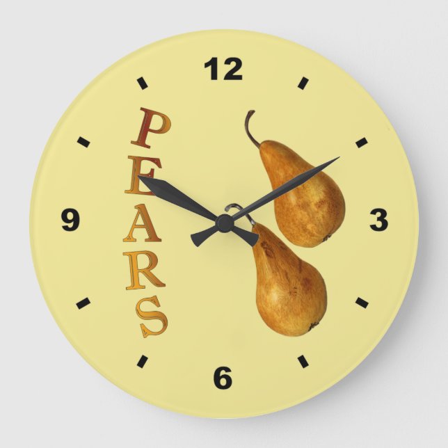 Two Pears ~ Botanical Clock ~ Kitchen ~ Any Colour (Front)