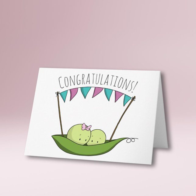 Two Peas Boy and Girl Newborn Congratulations Baby Card (Creator Uploaded)