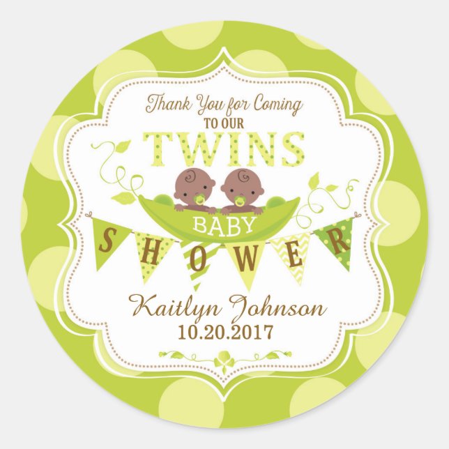 Two Peas in a Pod African Twins Thank You Label (Front)