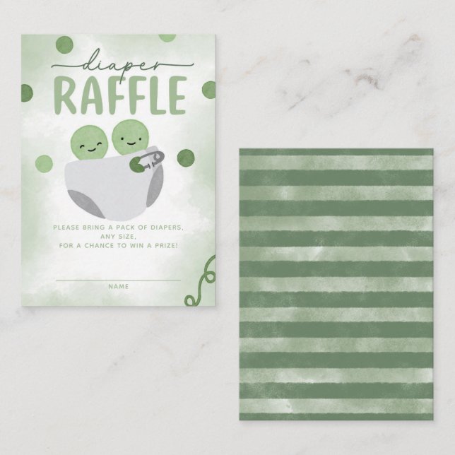 Two Peas in a Pod Baby Shower Diaper Raffle Enclosure Card (Front/Back)