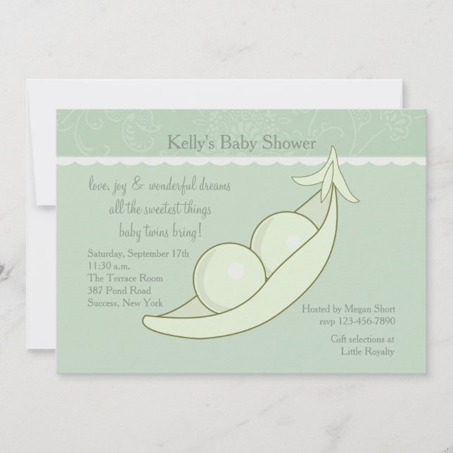 Two Peas in a Pod Baby Shower Invitation (Front)