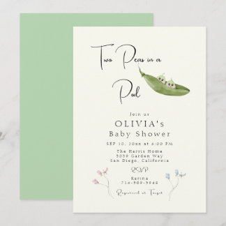 Two Peas in a Pod Baby Shower Invitation