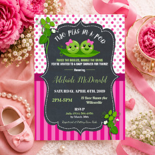 Two Peas in a Pod Baby Shower Invitation for Twins