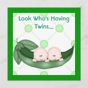 TWO PEAS IN A POD BABY SHOWER  INVITATION  GIRL OR