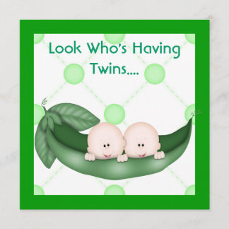 TWO PEAS IN A POD BABY SHOWER INVITATION GIRL OR