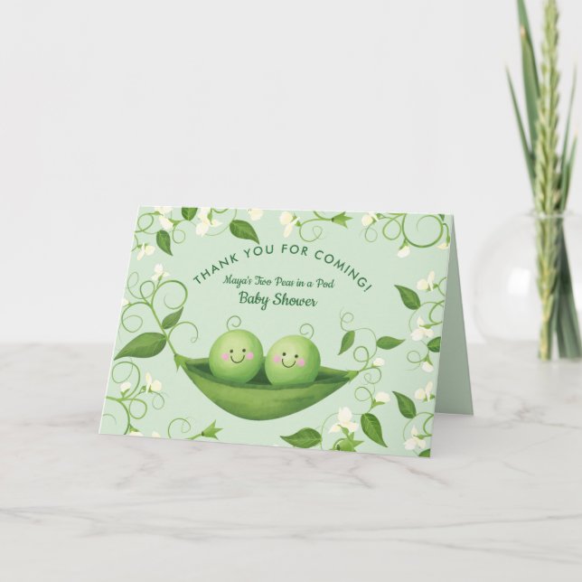 Two Peas in a Pod Baby Shower    Thank You Card (Front)