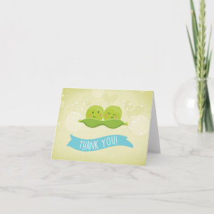 Two peas in a pod Baby shower Thank you Twin boys Card