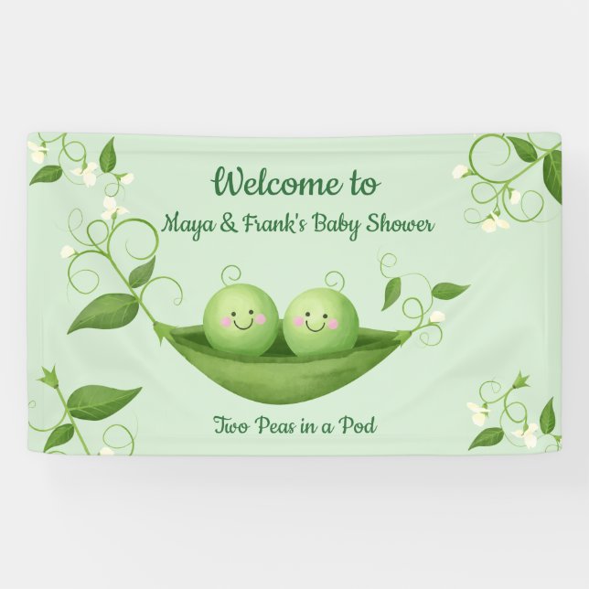 Two Peas in a Pod Baby Shower Welcome Banner (Horizontal)
