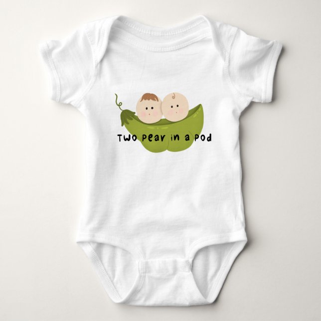 Two peas in a pod baby twins baby bodysuit (Front)