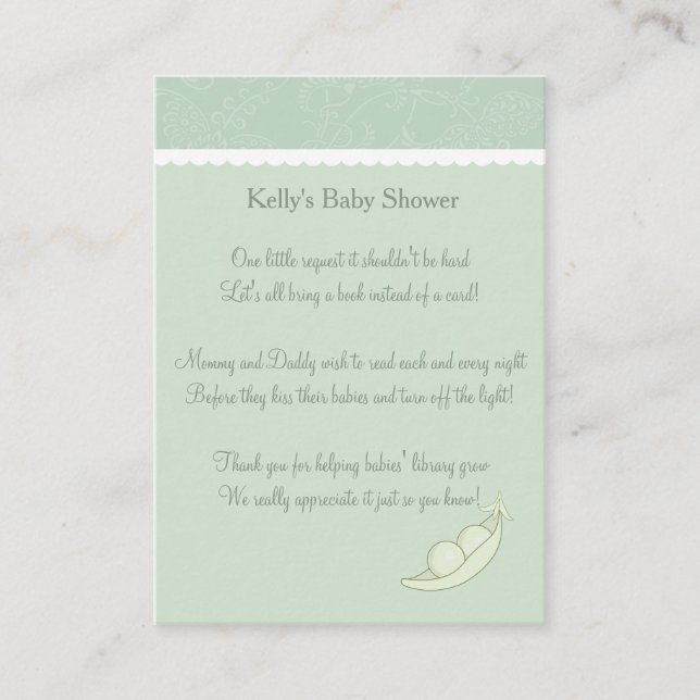 Two Peas In A Pod Book Request Enclosure Card (Front)