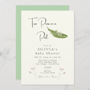 Two Peas in a Pod Girl Baby Shower Invitation