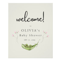 Two Peas in a Pod Girl Baby Shower Welcome Poster