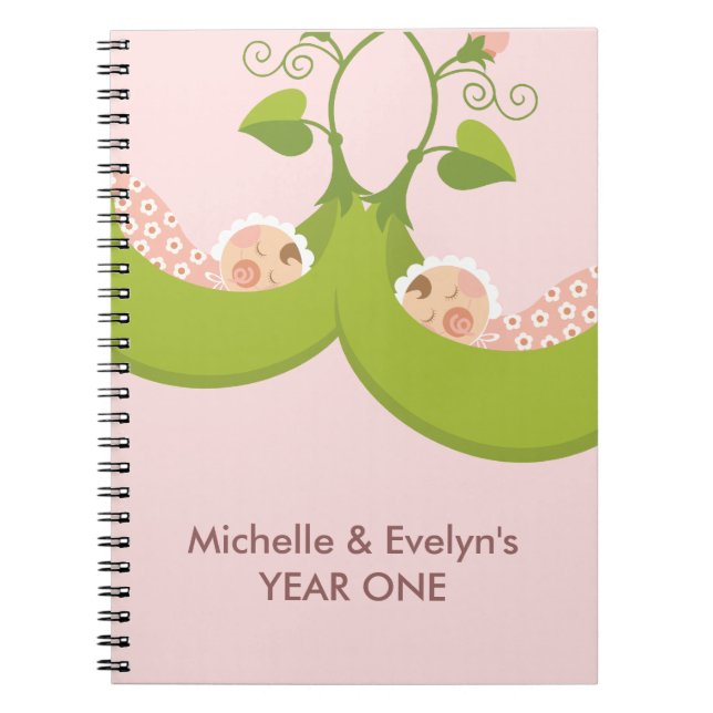 Two Peas in a Pod Girl Twins Notebook (Front)