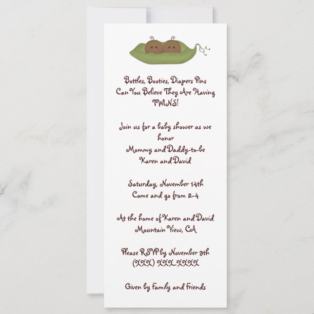 Two Peas in a Pod Invitation (Front)