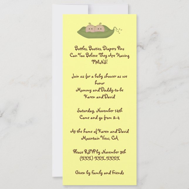 Two Peas in a Pod Invitation (Front)
