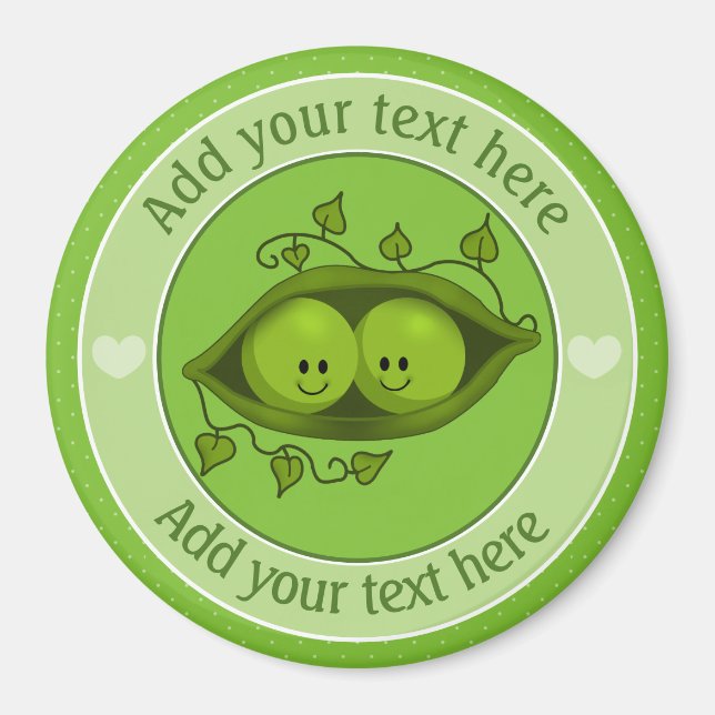 Two Peas In A Pod Personalised Magnet (Front)