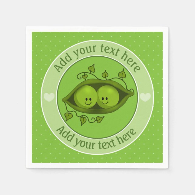 Two Peas In A Pod Personalised Napkin (Front)