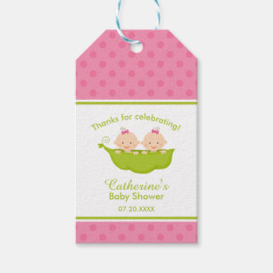 Two Peas in  a Pod, Pink Twins Gift Tags
