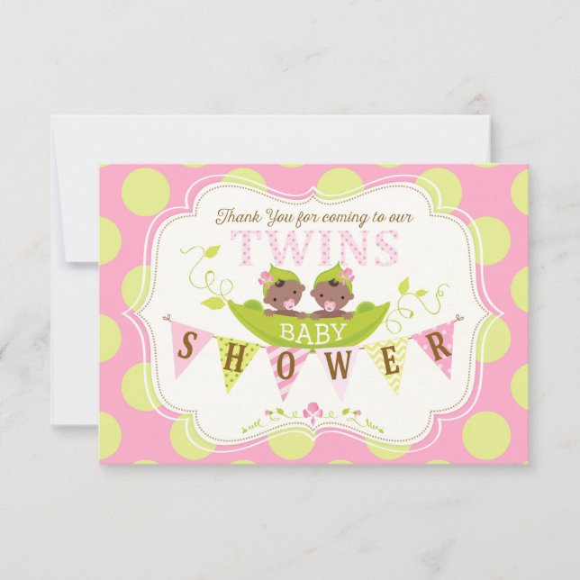 Two Peas in a Pod Twin African Girls Thank You (Front)