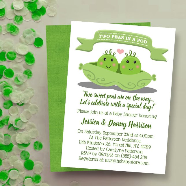 Two Peas In A Pod Twin Baby Shower Invitation (Creator Uploaded)