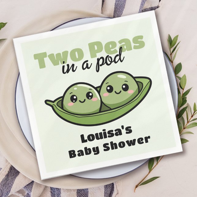 Two Peas in a Pod Twin Baby Shower Napkin (Creator Uploaded)
