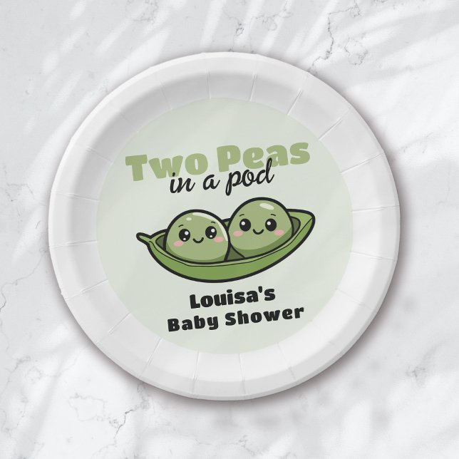 Two Peas in a Pod Twin Baby Shower Paper Plate (Creator Uploaded)