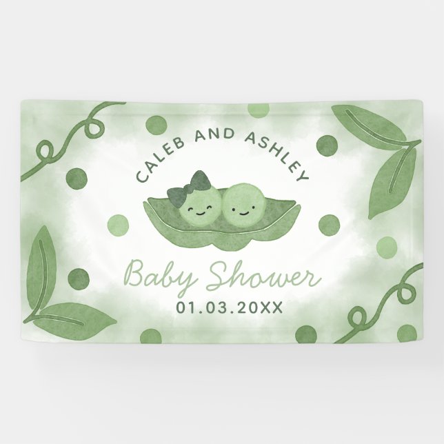 Two Peas In a Pod Twin Boy and Girl Baby Shower Banner (Horizontal)