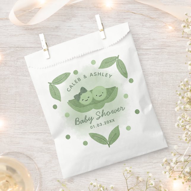 Two Peas In a Pod Twin Boy Girl Baby Shower Favour Bag (Clipped)