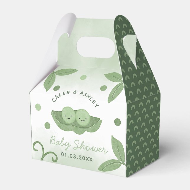 Two Peas In a Pod Twin Boys Baby Shower Favour Box (Front Side)