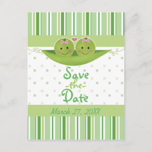 Two Peas in a Pod Twin Girls Baby Shower Sprinkle Announcement Postcard