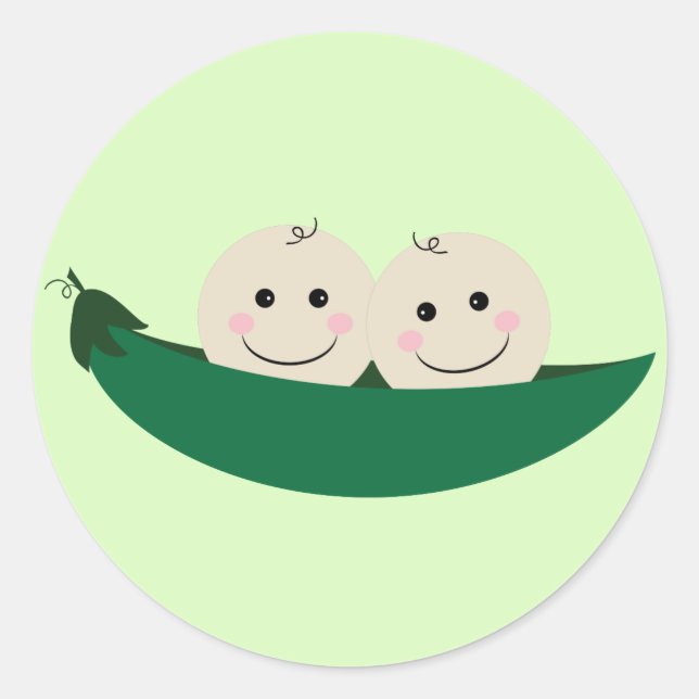 Two Peas in a Pod Twins Baby Classic Round Sticker (Front)
