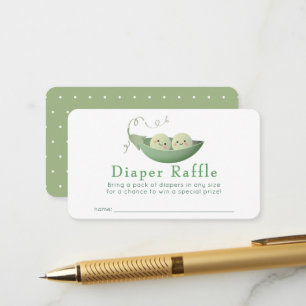 Two Peas in a Pod Twins Baby Diaper Raffle Ticket Enclosure Card