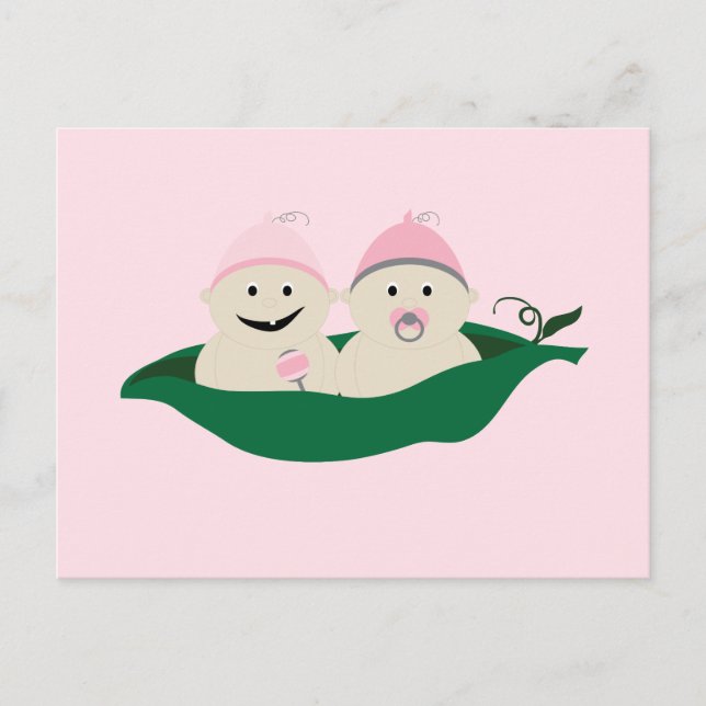 Two Peas in a Pod Twins Baby Girls Postcard (Front)