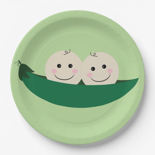 Two Peas in a Pod Twins Baby Paper Plate (Front)