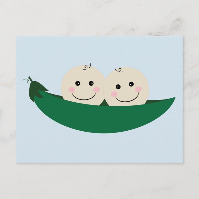 Two Peas in a Pod Twins Baby Postcard (Front)