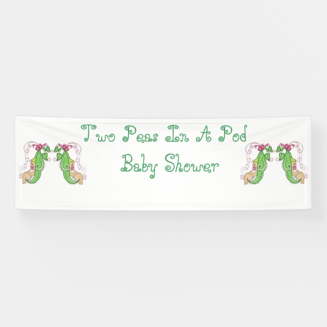 Two Peas In A Pod Twins Baby Shower Banner (Horizontal)