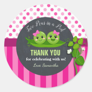Two Peas in a Pod Twins Baby Shower Diaper Raffle Classic Round Sticker